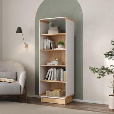 Imagem de Estante de Livros 57cmx155cm Livreiro Office Canto Curvo com 4 Pratele