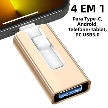 Imagem de Pen Drive USB 3.0 De 256GB 128GB 64GB 32GB 4 Em 1 Para iPhone iPad Tel