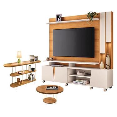 Imagem de Estante Home Theater Virtus Cinamomo Off White com Mesa de Centro Sky 