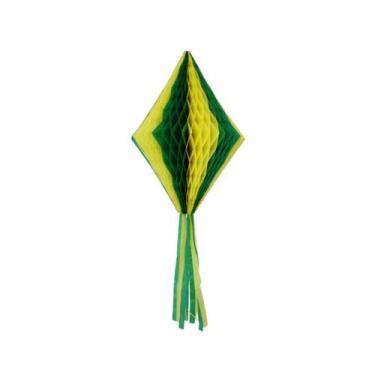 Imagem de Balão Decorativo Colmeia Junino Brasil Verde e Amarelo - 45cm - Popper
