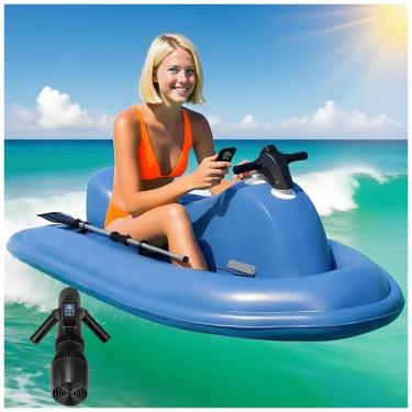Imagem de Scooter Subaquática Elétrica Azul VNMUDZEO 500W Brushless, Controle Remoto 10 Velocidades, Manete Removível, Bateria 12V 10000/16000mAh