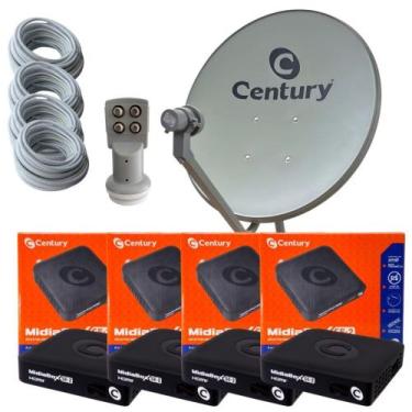 Imagem de Kit Nova Antena Parabólica Digital Banda Ku Com 4 Midiabox SE-2 Centur
