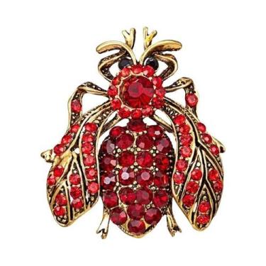 Imagem de Broche De Abelha Unissex Feminino Com Strass E Pérolas, Alfinete De La