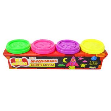 Imagem de Ki Massa - Kit com 4 Massinhas de 112g em Cores Neon - Sunny Brinquedo