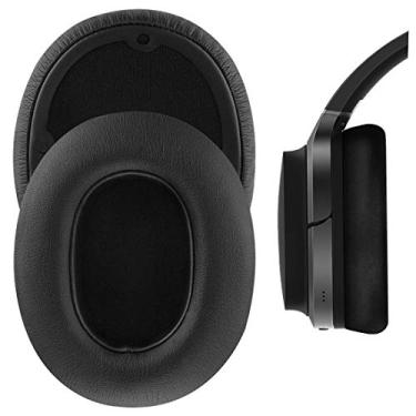 Imagem de Geekria Almofadas auriculares de substituição QuickFit de couro proteico para Edifier W830BT, W860NB, almofadas de fone de ouvido, peças de reparo de capas de fones de ouvido (preto)