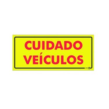 Imagem de Placa de Sinalização Plástico 15x20cm Cuidado Veículo PS468 Encartale