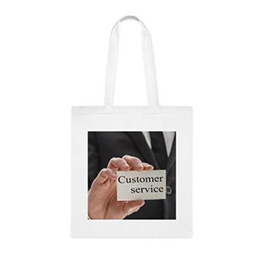 Imagem de Sacola de atendimento ao cliente, sacola de atendimento ao cliente, presente de atendimento ao cliente, bolsa de ombro de atendimento ao cliente, bolsas reutilizáveis, serviço de atendimento ao cliente, ideia de , Branco