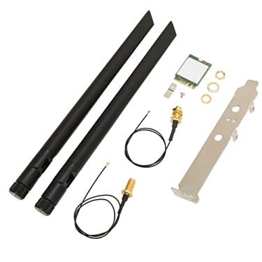 Imagem de Placa de rede sem fio, placa mãe de banda dupla AX210NGW WIFI6E 5374M Gigabit 5G, placa de interface Wifi Bluetooth 5.2 NGFF M2, com antena, cabo de conexão, defletor (defletor de antena de cabo de cartão único)