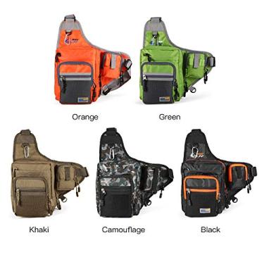 Imagem de Tingpai Bolsa de pesca 32x39x12 Bolsa de pesca multiuso em lona impermeável pa pesca com isca