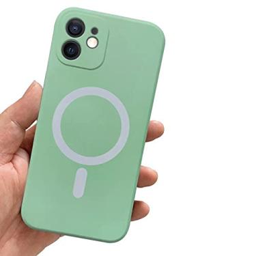 Imagem de Capa de ímã magnético de silicone líquido para iPhone 12 13 11 Pro Max Mini XS XR X 7 8 Plus SE 2020 Capa de carregamento sem fio, ciano claro, para iPhone 12 ProMax