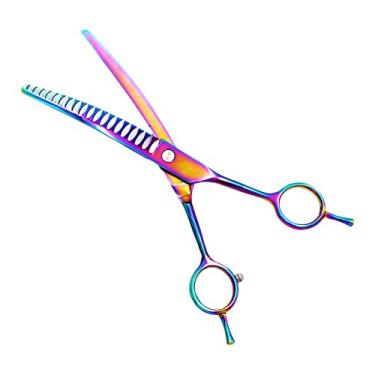 Imagem de Baoblaze Tesoura Chunker Curva Profissional em aço Inoxidável Colorido Ferramenta de Corte de para Cães Tesoura para Desbaste/, 6,5 polegadas