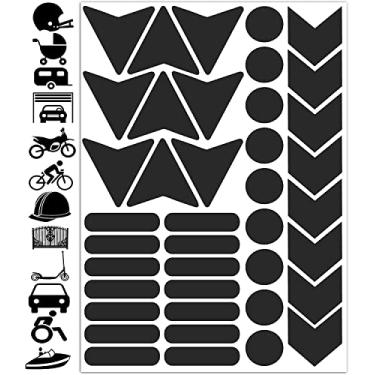 Imagem de 40 peças de adesivos reflexivos de alta visibilidade para aviso, kit de decalques com refletor preto, placa de segurança noturna, visibilidade universal, autoadesivo D 46