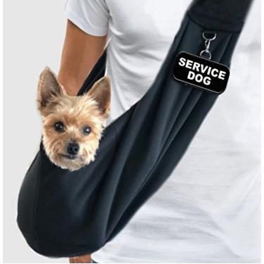 Imagem de Bolsa tiracolo pequena para cães de serviço com etiqueta de identificação | EZ-Sling para cães pequenos | Inclui cinco cartões de apostila de lei de cães de serviço | Alternativa confortável para