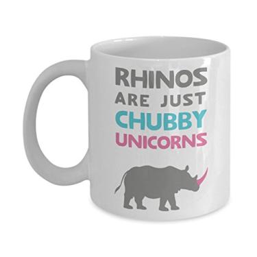 Imagem de Caneca Rhinos are just gordinhos unicórnios - Canecas de café com chifre de rinoceronte - Presente de mordaça de rinoceronte para homens