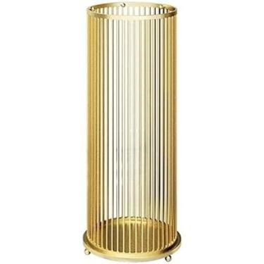 Imagem de Porta-guarda-chuva Ferro, Porta-guarda-chuva Dourado, Balde De Armazenamento De Guarda-chuva No Escritório Do Hotel, Com Gancho E Bandeja De Gotejamento, 23,5 X 51 Cm,Pleasant63