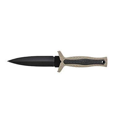 Imagem de Smith & Wesson SWMPF3BR Faca de lâmina fixa de 23 cm de alto carbono S.S. com lâmina de borda única de 11,7 cm e cabo emborrachado para tática, sobrevivência e EDC