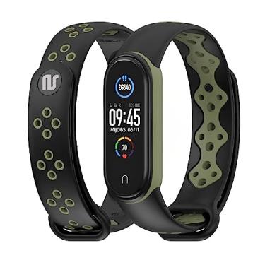 Imagem de Nandos-Store - Pulseira NSmart compatíveis com MI BAND 1/ MI BAND 2 / MI BAND 3 / MI BAND 4 / MI BAND 5 / MI BAND 6 / MI BAND 7 / MI BAND 8 (MI BAND 5, Preto com Verde Escuro NK)