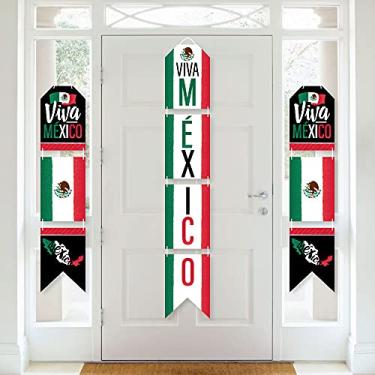 Imagem de Big Dot of Happiness Viva Mexico - Banners verticais pendurados para porta de papel - Kit de decoração de parede para festa do dia da independência mexicana - Decoração de porta interna
