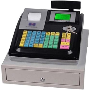 Imagem de Caixa Registradora Eletrônica, Caixa Registradora Eletrônica Do Sistema POS Com 48 Teclas, Com Teclado Plano E Impressora Térmica Caixa Registradora Multifuncional Com Caixa De Dinheiro De 4 Notas