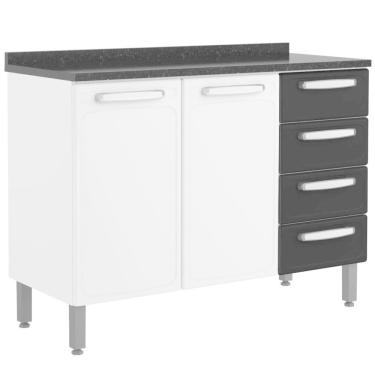 Imagem de Balcão de Aço 2 Portas 4 Gavetas com Tampo 7126 Evidence