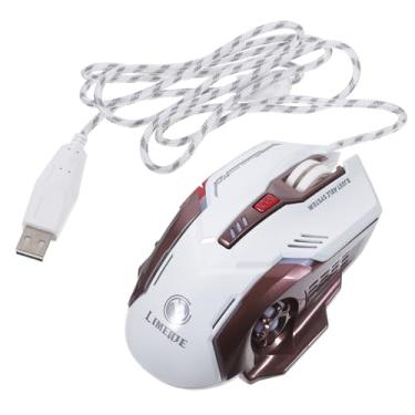Imagem de Gadpiparty 3 Pecas mouse para jogos USB mouse com fio jogo recarregável fio programável lasca rato mouse para laptop mouse LED com fio brilhar rodas quentes 6d plástico branco