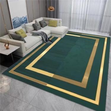 Imagem de Quarto quadrado impresso tapete sala de estar janela de sacada cobertor de mesa de chá pode ser lavado na máquina cobertor de cabeceira doméstico, verde simples, 80cm x 160cm