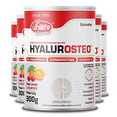 Imagem de Kit 5 Hyalurosteo Condroitina Unilife Laranja com Acerola 300g