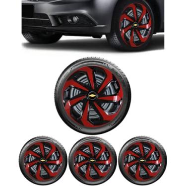 Imagem de Jogo 4 Calotas Esportivas Spider Preto/Vermelho aro 14 CHEVR Onix Prisma Spin Agile Cobalt Sonic Montana Meriva Zafira Corsa Hatch Maxx Sedan Classic Joy Premium