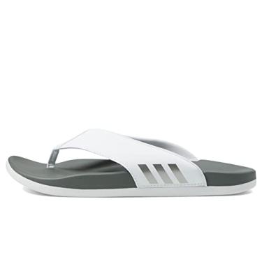 Imagem de adidas Sandália feminina Adilette Comfort Flip Flop Slide, Branco/Taupe metálico/cinza, 9