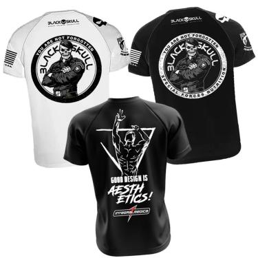 Imagem de Kit 3x Camiseta Branca + Preta Bope + Preta Zyzz - Black Skull e IntegralMédica Esportiva Academia-Unissex