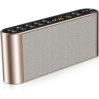 Imagem de Alto-falante portátil sem fio Bluetooth Alto-falante Dual Drivers MP3 Players Rádio FM estéreo com som HD, microfone embutido, áudio de alta definição e graves aprimorados, dourado