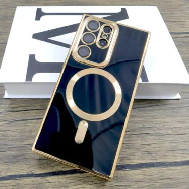 Imagem de Capa de silicone macio revestido para Samsung Galaxy S24 S23 S22 S21 Ultra Plus S 24 Carga sem fio com capa de lente de câmera, preta, para Samsung S24 Plus