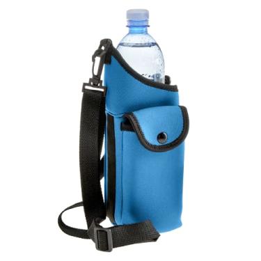 Imagem de Smooth Trip Suporte para garrafa de água AquaPockets – Bolsa isolante de neoprene para garrafa de água com bolsa de telefone e alça ajustável para caminhadas e caminhadas – Serve para garrafas de até