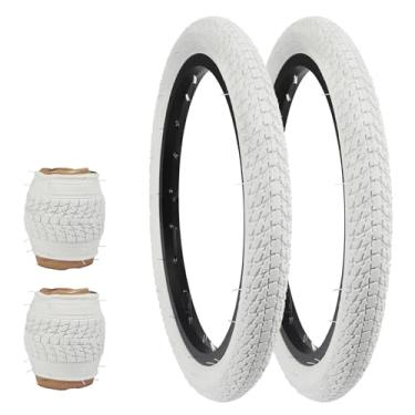 Imagem de WEEROCK Pacote com dois pneus de bicicleta brancos de 40,6 cm 40,6 cm x 4,75, pneu de triciclo, pneu de bicicleta para bicicleta de 40,6 cm, bicicleta infantil, bicicleta de menina, triciclo.