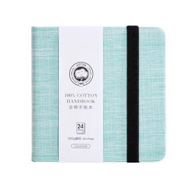 Imagem de Lightwish Caderno quadrado de aquarela, 100% algodão, 300 g/m², sem ácido, 24 folhas de caderno de desenho em aquarela para artistas, adultos, estudantes, 4,7 x 4,7 polegadas (verde claro)