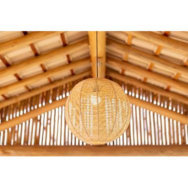 Imagem de Lustre Pendente Luminaria Fibra Natural Globo Grande 45cm