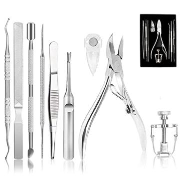 Imagem de Kit de ferramentas para unhas de dedo (7 peças), conjunto profissional de cortador de unhas para unha incrustada e grossa, kit de unha de aço inoxidável, ferramenta de pedicure de