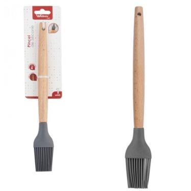 Imagem de Pincel Culinario Silicone Cabo Madeira 27cm Grafite Wellhome