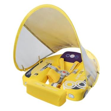 Imagem de Kalolary Boia de natação para bebês Mambobaby com dossel, boia de natação não inflável, boia de natação infantil com alça ajustável e azulejo para meninos e meninas de 3 a 24 meses (carro amarelo)