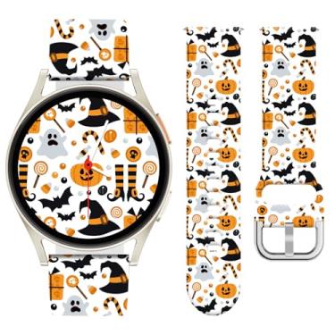 Imagem de Watbro Pulseira de relógio de Halloween compatível com Samsung Galaxy Watch 7/FE/6/5/4 com pingentes, pulseira esportiva de silicone macio de 20 mm para relógio inteligente Garmin Vivoactive