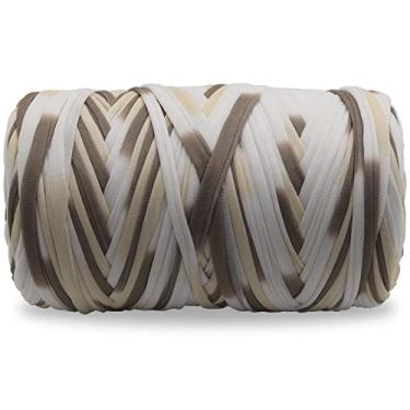 Imagem de Fio de camiseta 160 jardas tecido de tricô tecido de crochê colorido camiseta fio para iniciantes faça você mesmo bolsa de artesanato à mão projetos de almofada (chocolate)