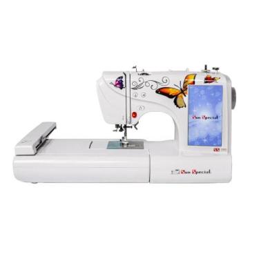 Imagem de Máquina Costura E Bordado Doméstica Ss-1500 Bivolt Eletrônica Branca -
