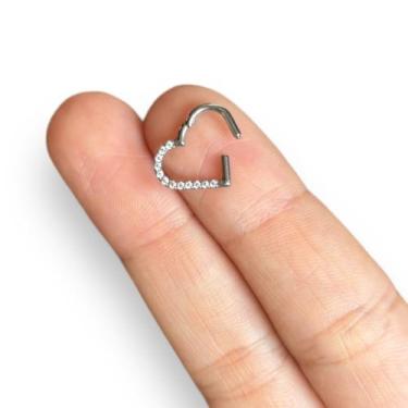 Imagem de Piercing Titânio Daith Coração Cravejado Fecho Click - Rarasteel Pierc