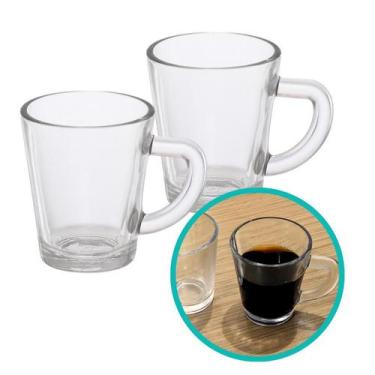 Imagem de Xicara Caneca Copo De Vidro Transparente Café Chá Cappuccino Alça 70ml