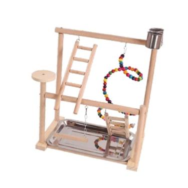 Imagem de WeiLaiKeQi Parque infantil de pássaros de madeira, centro de atividades de exercícios, brinquedos de papagaios para periquitos, acessórios de gaiola, cacatuas