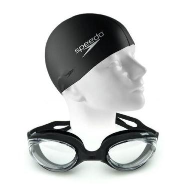 Imagem de Kit Natação Speedo óculos Hydrovision + Touca FLAT Silicone, Oculos pr
