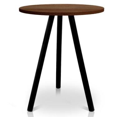Imagem de Mesa de Canto Lateral Atlanta Tripé Redonda Tampo em MDF Preta e Villa
