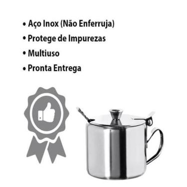 Imagem de Kit 3 Açúcareiro em Aço Deslizante com Tampa e Colher de 250ml Sofisti
