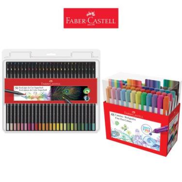 Imagem de Lápis De Cor 50 SuperSoft + 48 Caneta Fine Pen FABER CASTELL - Faber-C