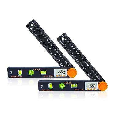Imagem de Rainyb Ferramenta de localizador de ângulo digital, transferidor digital LCD de 17,8 cm 0-360 graus com níveis de bolha vertical horizontal e medidor de régua ferramentas precisas para carpinteiros